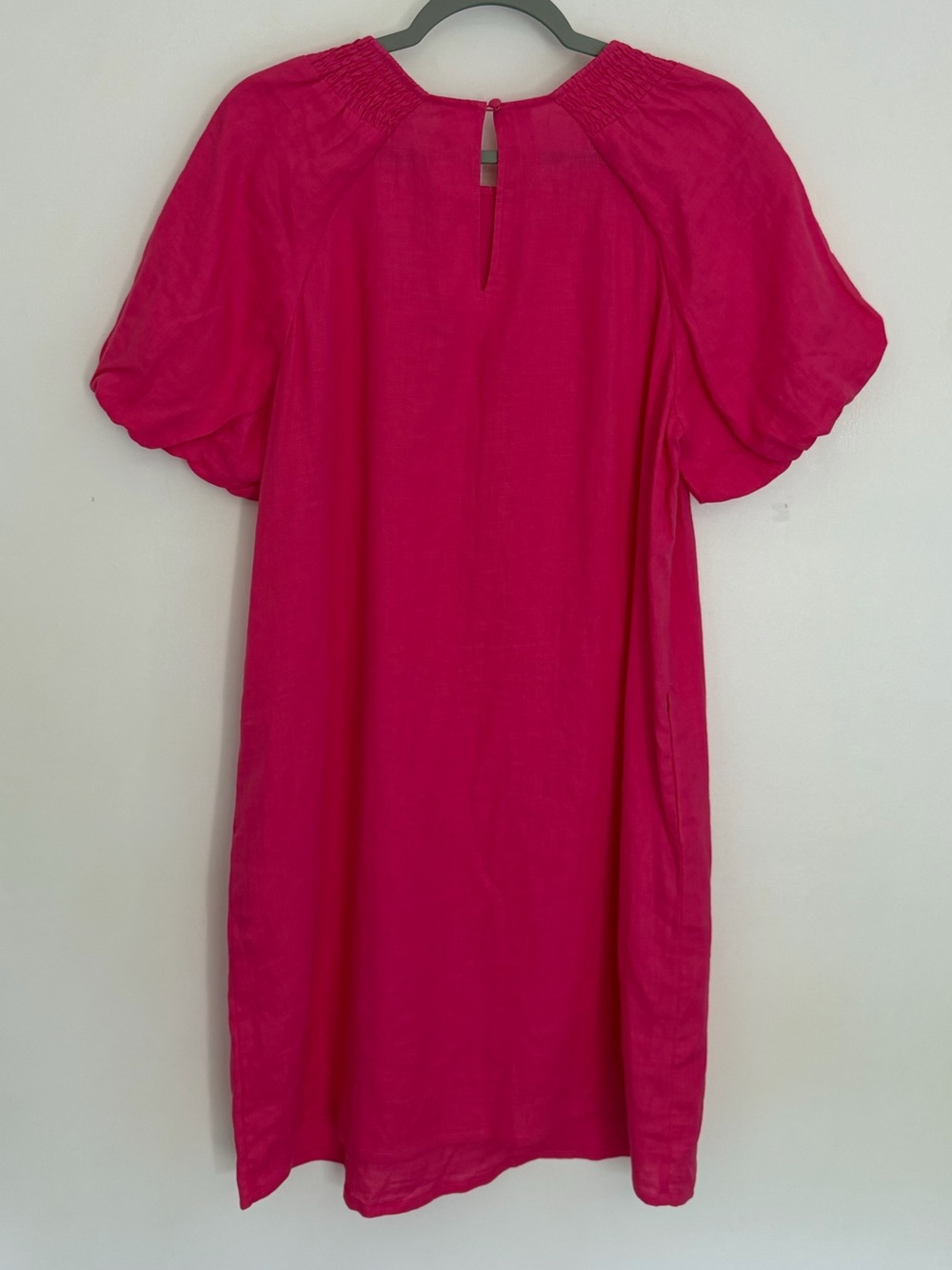 Boden 100% Linen Hot Pink Puff Short Sleeve Mini Dress 14 Long - Picture 10 of 17